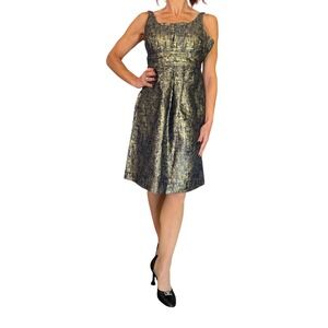 Womens MOSCHINO Cheap & Chic Sleeveless Purple Metallic Gold Silk Dress Sz 6 NWT